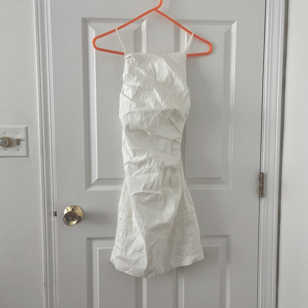 Zara draped linen blend mini dress